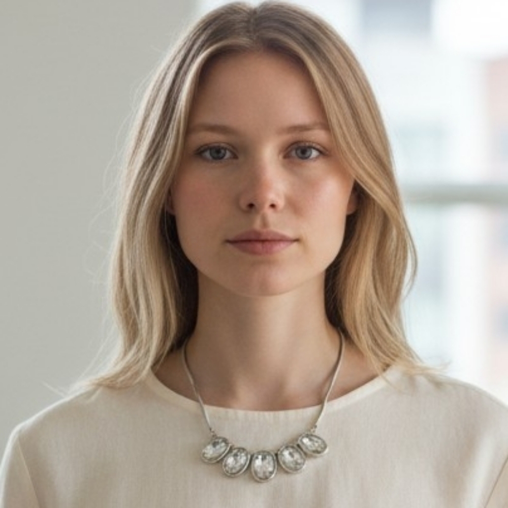 Elegant Silver Plated Necklace with Crystal Accents